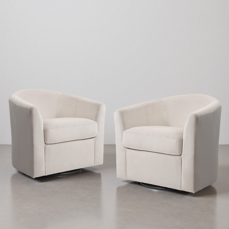 Upholstered Swivel Barrel Chair, Ivory