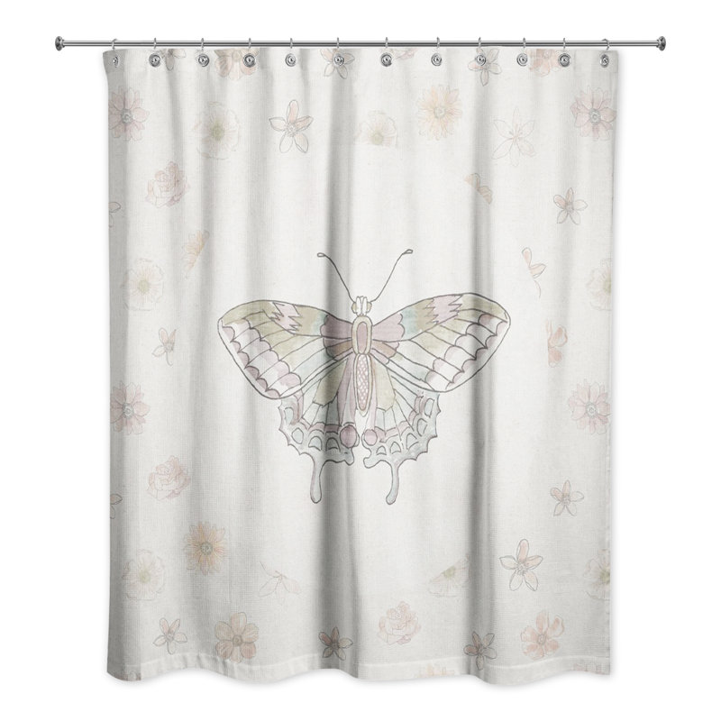 Songa Floral Shower Curtain, Beige