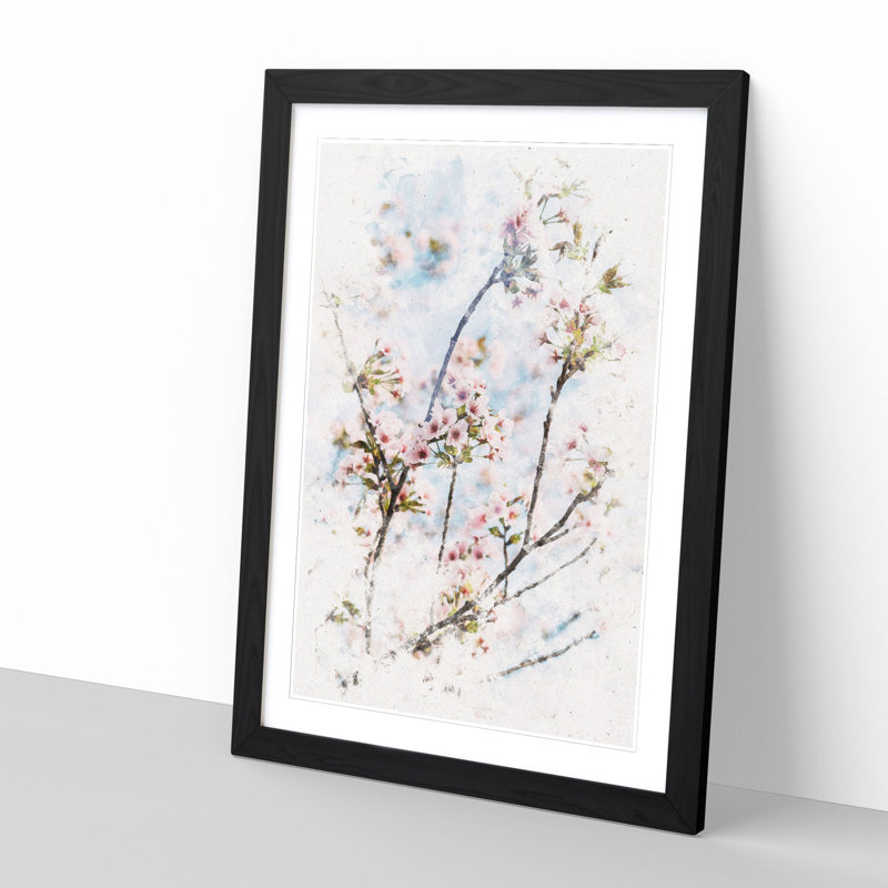 Cherry Blossom Tree - Picture Frame Painting Print, 33cm H x 24cm W x 2cm D, Black Framed
