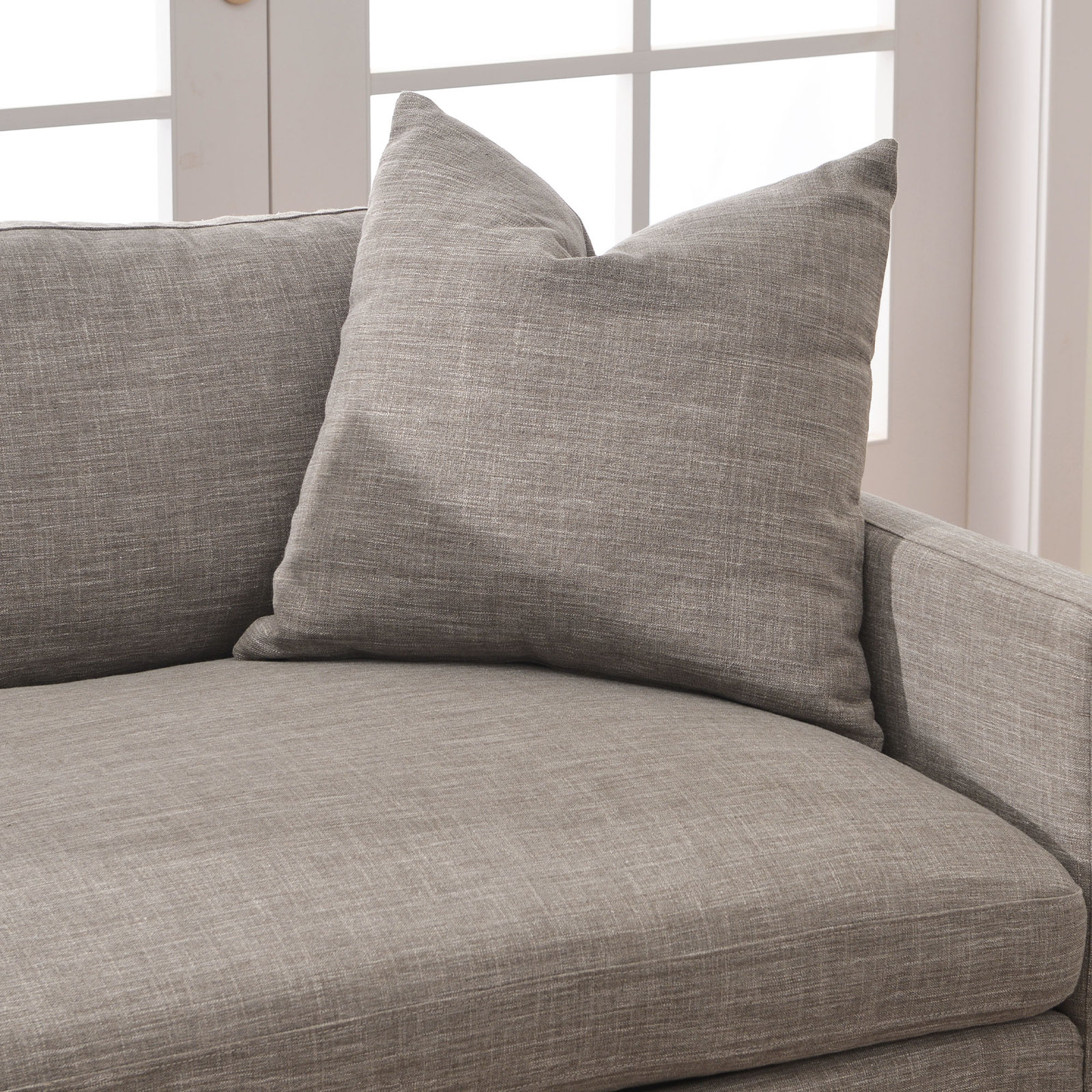 Cami 64'' Upholstered Loveseat, Smoke Linen Blend