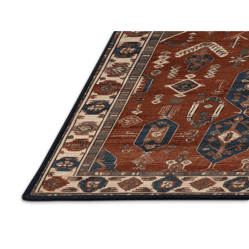 Tapis turc noir lavable à la machine, Carré 7 pi