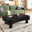 Table basse relevable de 42 pouces avec fonction hydraulique silencieuse, 3 espaces de rangement cachés, bords courbés, installation d'outils en 5 minutes, table de salon noire, panneaux latéraux cannelés, compartiments, lisse