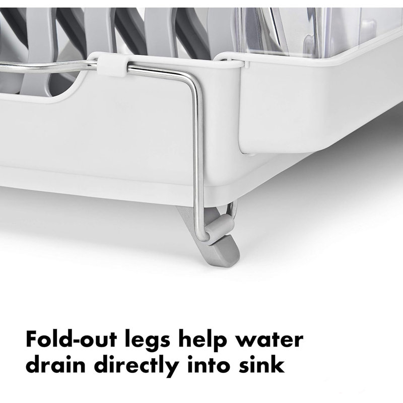 Stainless Steel Foldable Dish Rack with Utensil Cup