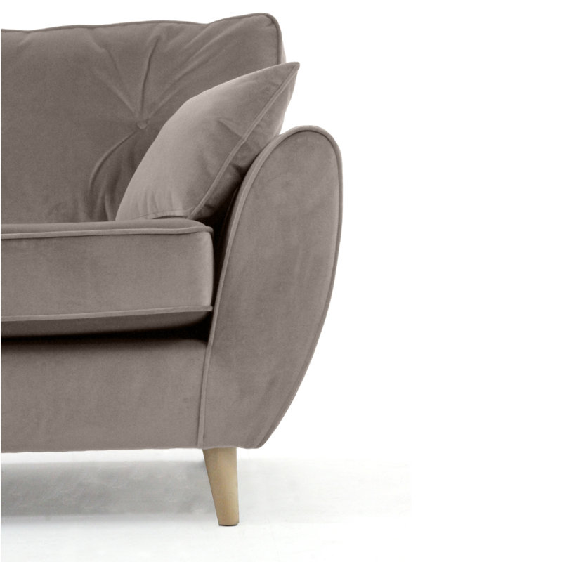 Rafe Scandi Style Velvet Loveseat, Taupe Velvet