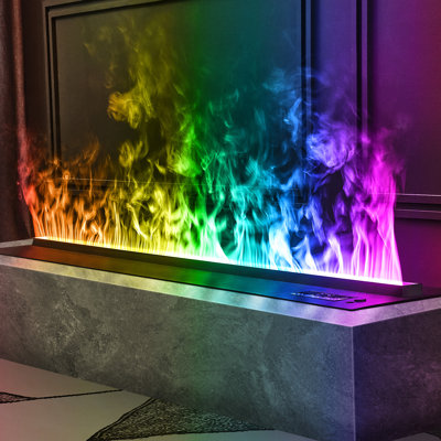 Electric Fireplace 3D Water Vapour Fireplace Recessed Multicolour Realistic Atomized Flame, with Water and Remote Control Electric Steam Fireplace Stove