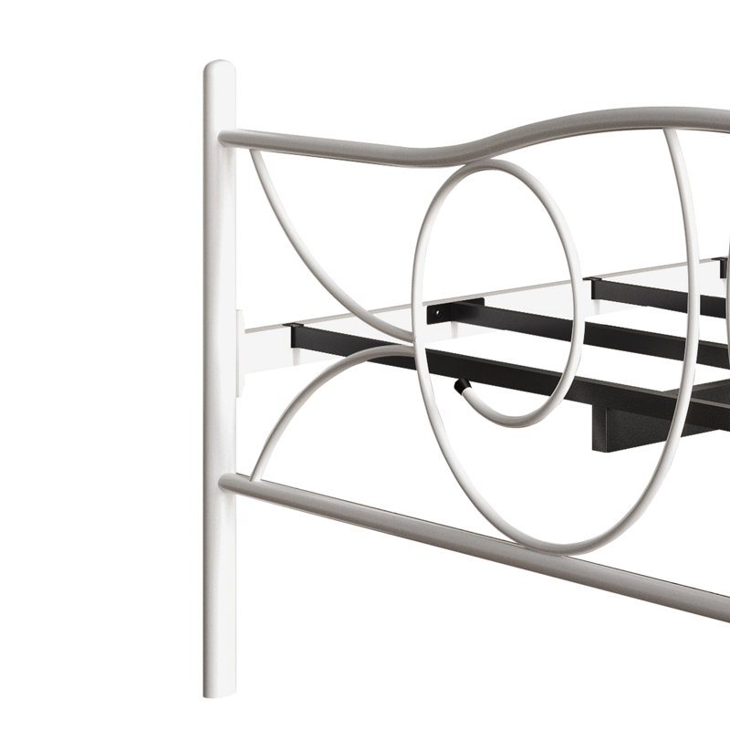 Lit plateforme en métal blanc, Twin, Blanc