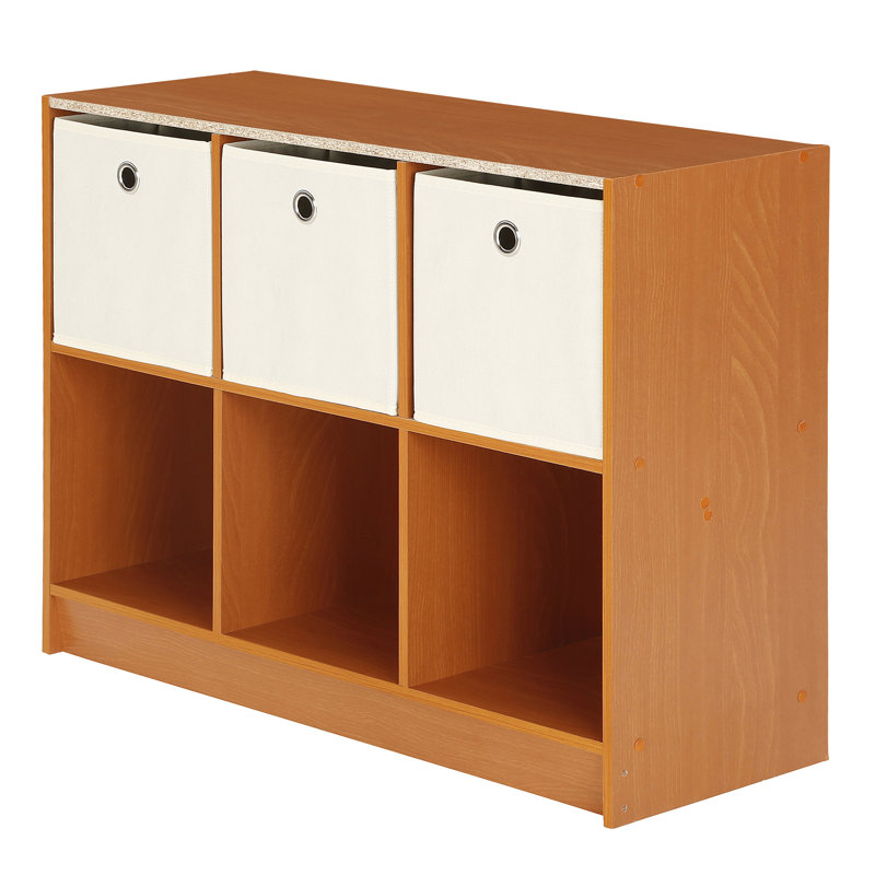 Anjay 59.9cm H x 80.3cm W Cube Bookcase, Cherry/Ivory