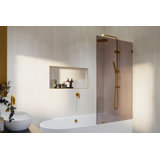 Ursa 34 in. x 58.25 in. Frameless Bronze Tinted Single Fixed Bath Panel