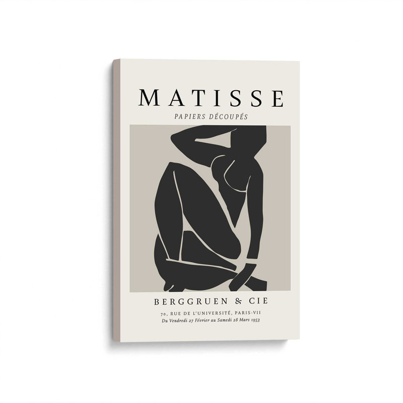 Matisse's Nude III en noir, Toile tendue, H 36 po x l 24 po x P 1,25 po