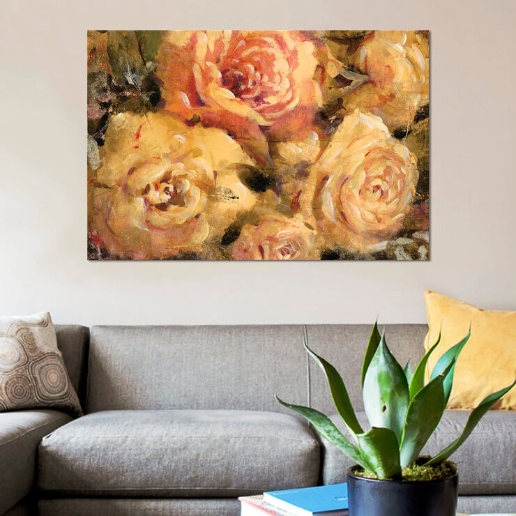 «Floral in Bloom II», reproduction sur toile, H 18 po x l 26 po x P 1,5 po, Toile tendue, Pas de tapis