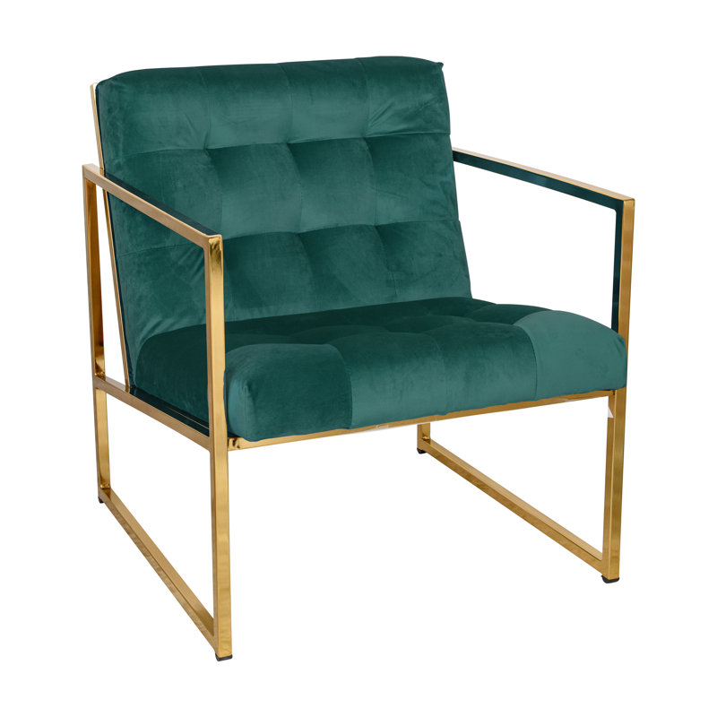 Fauteuil rembourré en velours Radia, Vert émeraude