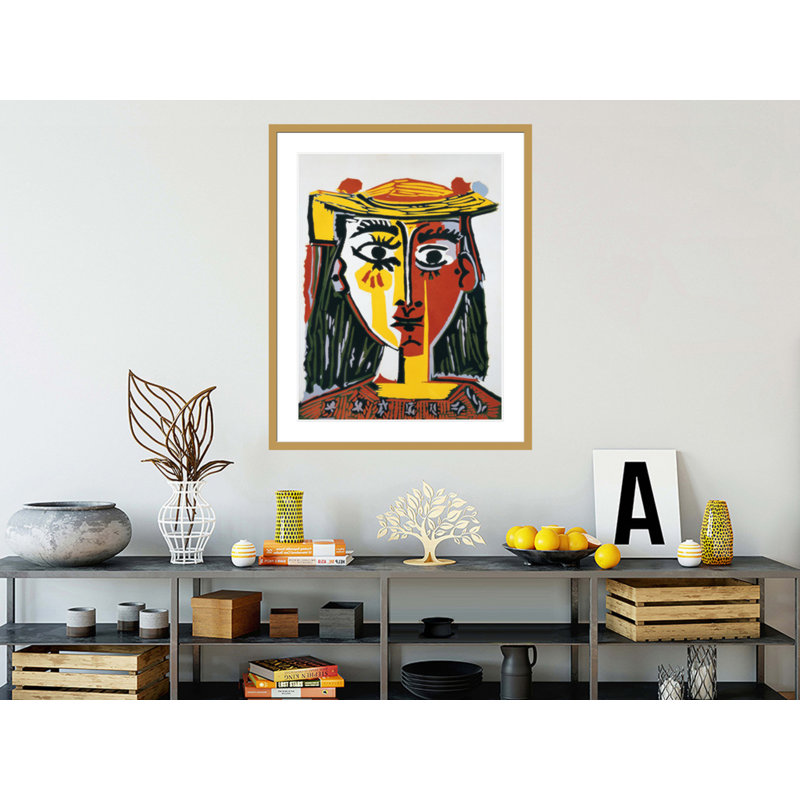«Bust of a Woman with a Hat» par Pablo Picasso, impression giclée sur cadre, H 41,46 po x l 33,5 po