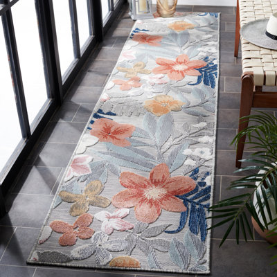 Seekonk Floral Grey/Rust/Navy Indoor / Outdoor Area Rug