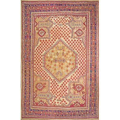 Tapis Oushak turc antique à motif de médaillon unique