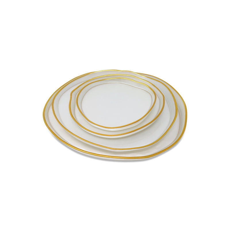 4 assiettes à salade Harcrest, Blanc / Doré