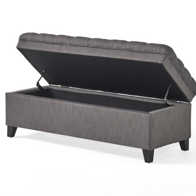 50" X 20.5" 18.3"H Gray Storage Wardrobe - Fabric Upholstered Living Space With Button Tufting 18.3 In. Height Classic Design