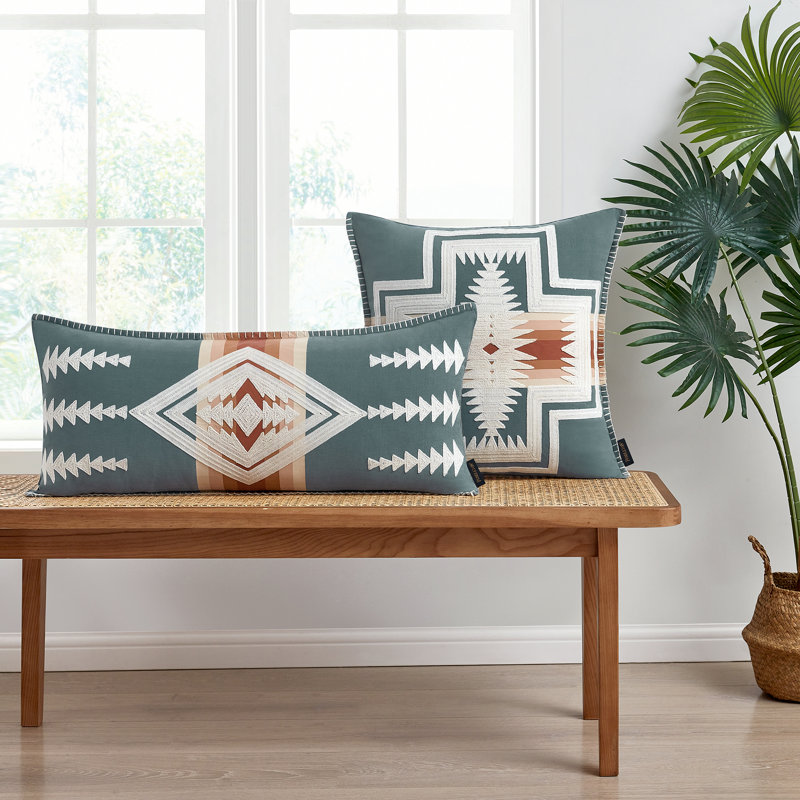 Decorative Pillow Slate 14x30", Light Green Southwestern, 14"H x 14"W
