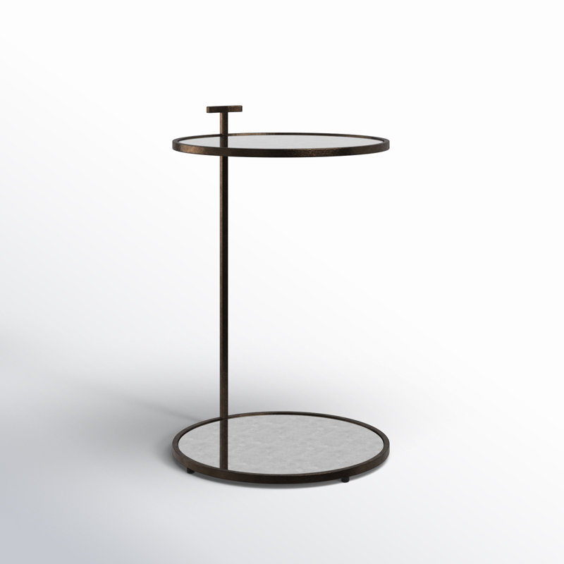 Ciro Metal & Mirrored Side Table, Bronze