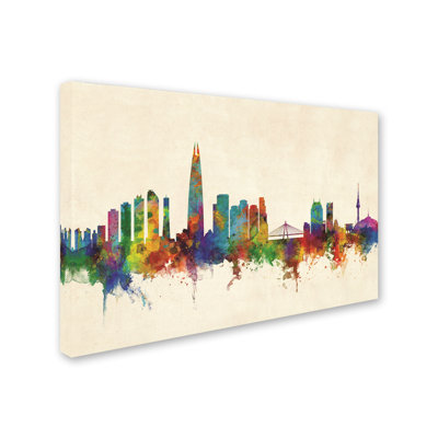 Seoul Skyline South Korea by Michael Tompsett - Graphic Art on Canvas