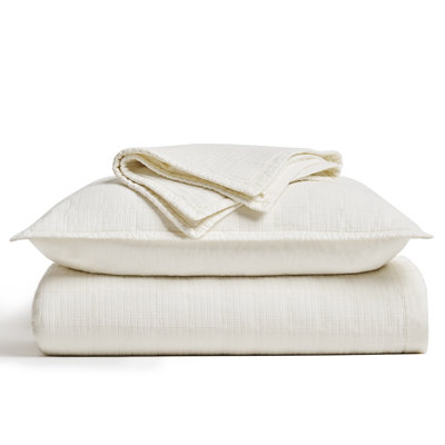 Stonewashed Crinkle Cotton Box Stitch Quilt Set