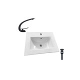24.2'' Ceramic Single Bathroom Vanity Top Sink and Faucet