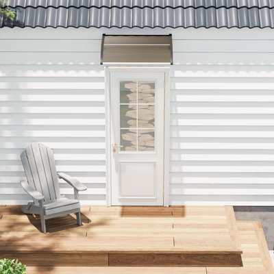 Awning for Door Entrance, 40’’x40’’ Window Awning Canopy Exterior, UV Rain Snow Sunlight Protection Door Awning with Plastic Steel Bracket,Polycarbonate Cover, Brown Board