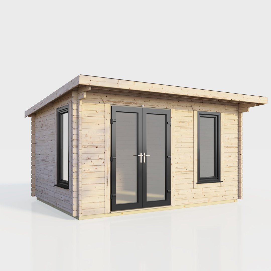 Powersheds 14 x 8ft Pent Log Cabin, Doors to the Left - 44mm