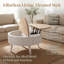 Table basse ronde avec rangement, plateau relevable, décor sculpté blanc, table décorative en bois robuste, style champêtre moderne bohémien