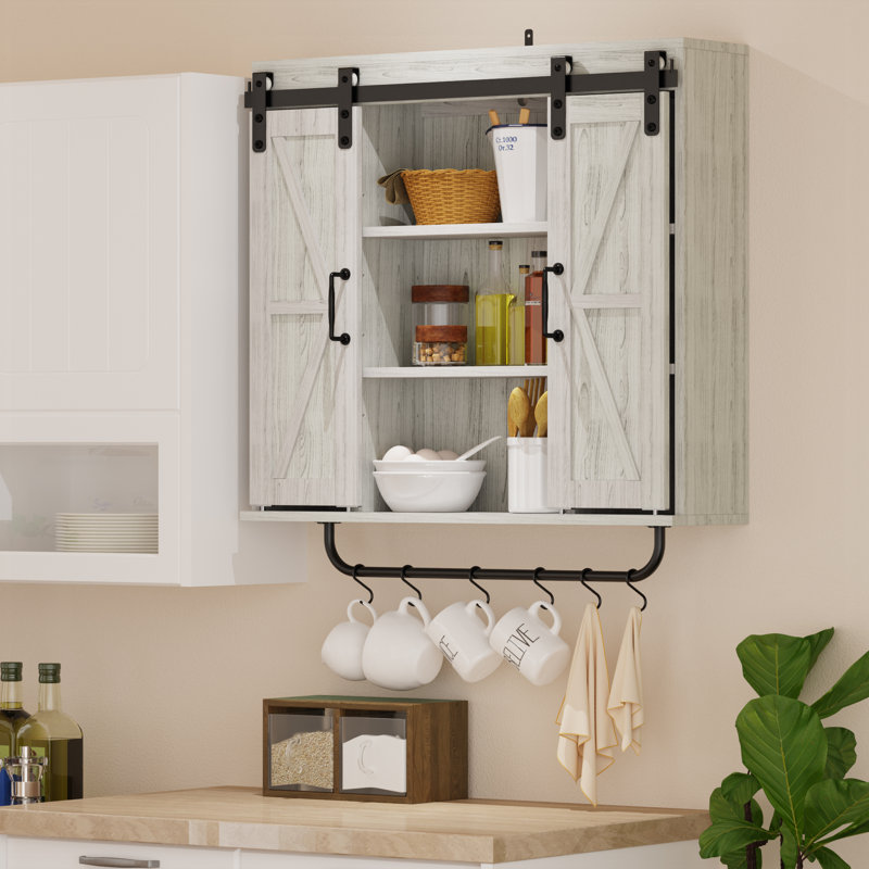 Solution de rangement polyvalente de style rustique en bois aggloméré pour la cuisine, la salle de bain et le salon