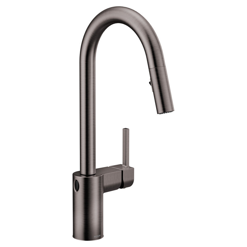 Moen Align MotionSense Wave Single Handle Pulldown Kitchen Faucet with Power Clean Technology, Spot Resist Black Stainless