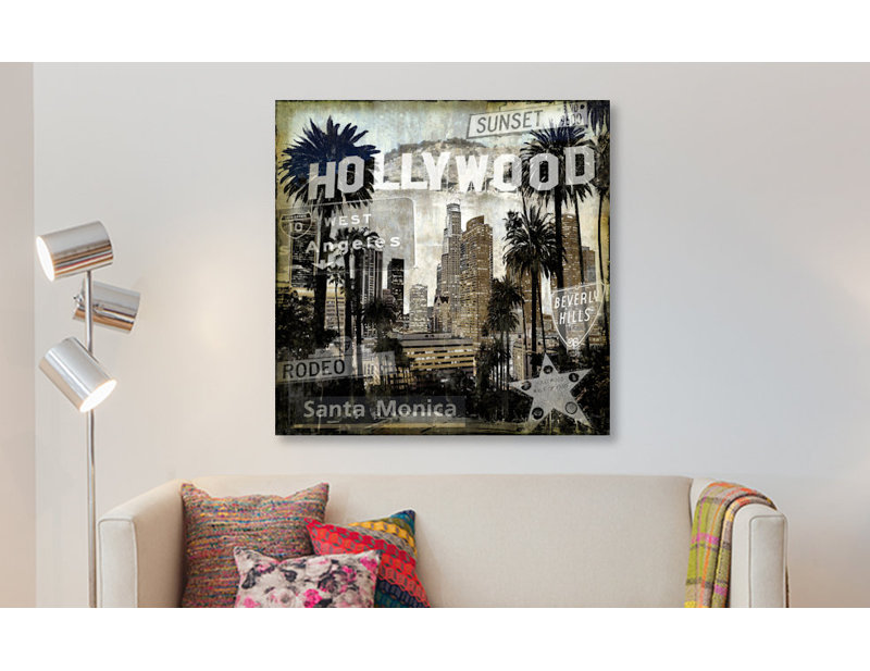 « landmarks l.a. », impression sur toile, H 12 po x l 12 po x P 0,75 po, Toile tendue, Pas de tapis
