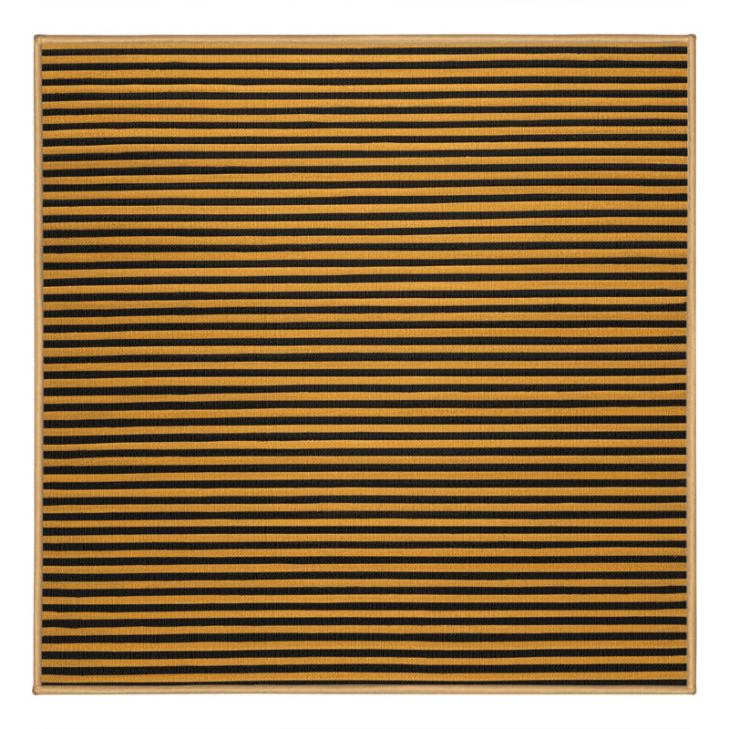 Machine Washable Horizontal Stripes Brown Area Rug, Square 7'