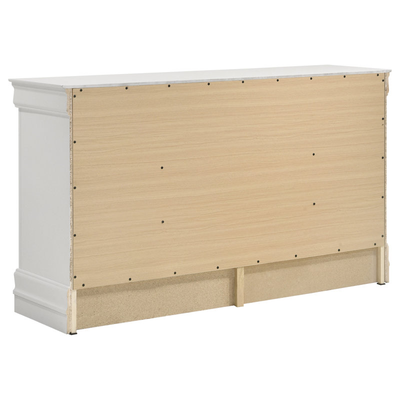 Daleyza 6-drawer Dresser White, White, Black