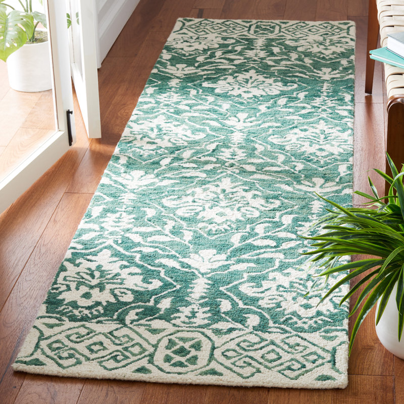 Evangely Hand Tufted Wool Damask Rug, Runner 2'3" x 8'
