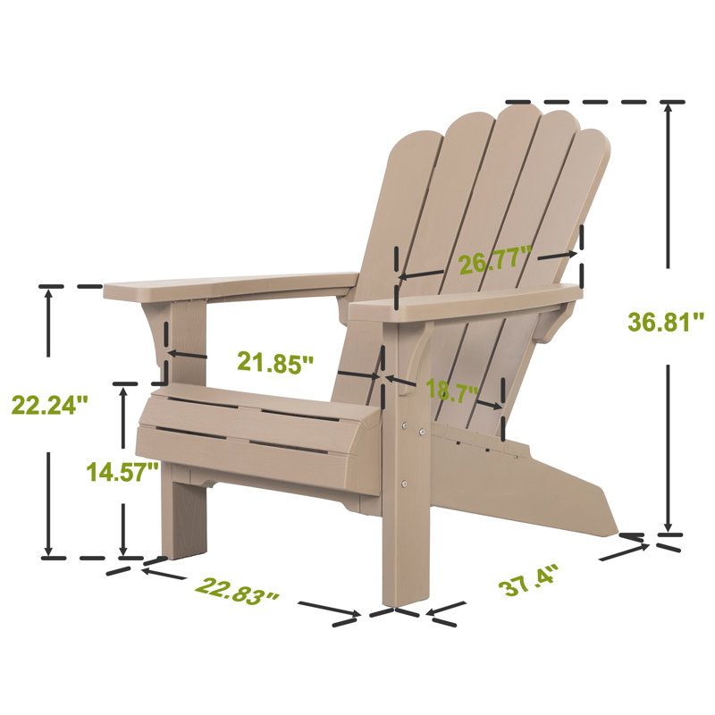 Chaises de patio Adirondack résistantes aux intempéries avec accoudoirs élargis