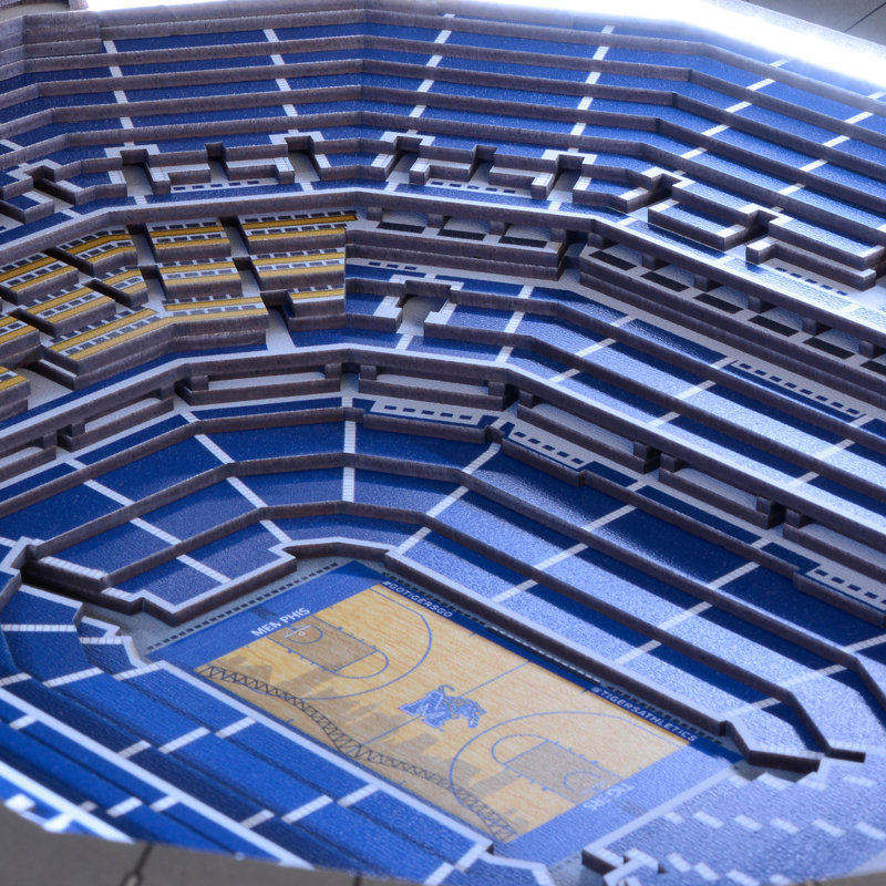 Memphis Tigers 3D Stadium Lighted Wood and Metal End Table