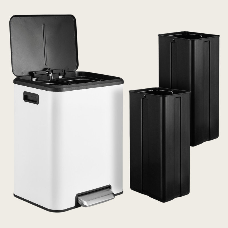 Stainless Steel Kitchen Trash Can - 30L, White