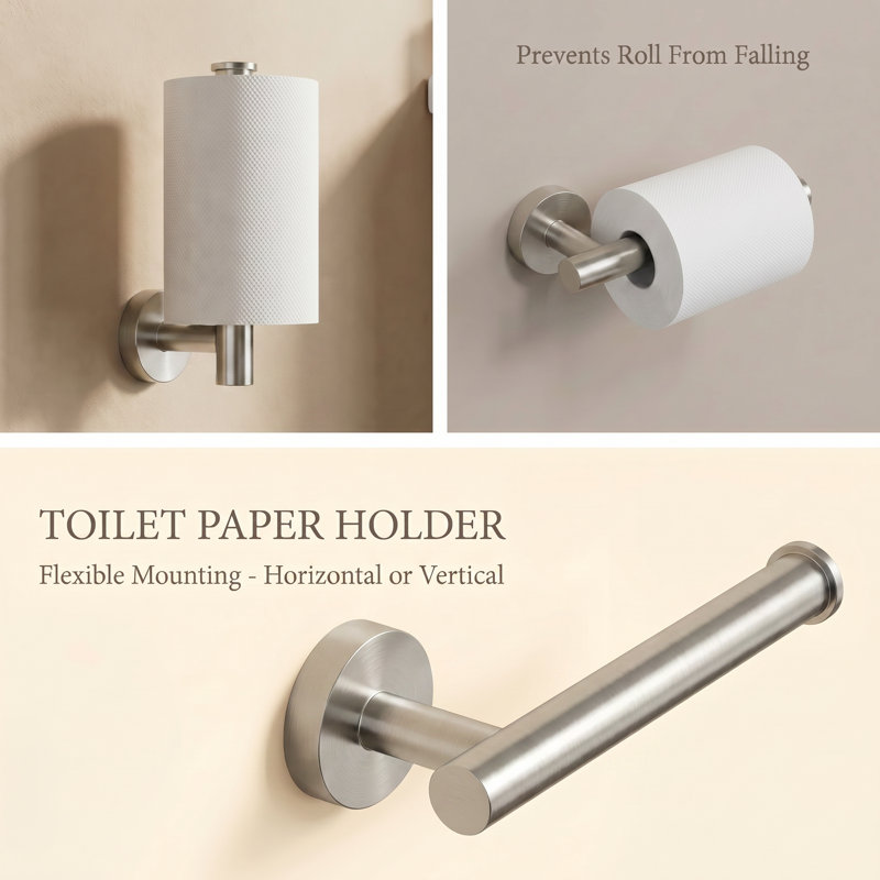 Radius 4-Piece Bathroom Hardware Set in Brushed Nickel, Brushed Nickel