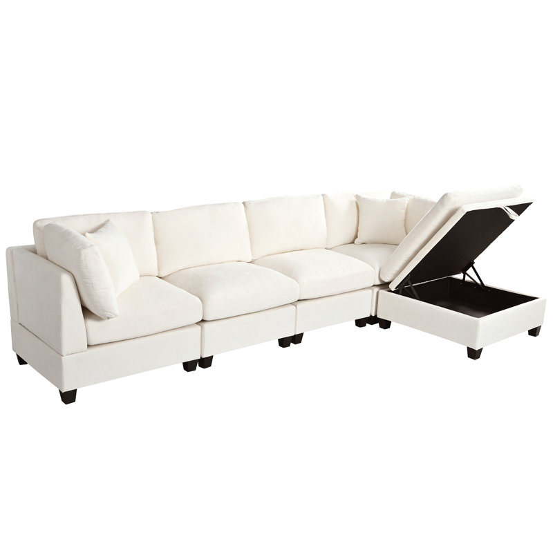 Canapé modulaire rembourré avec repose-pieds amovible U-Style, Polyester beige