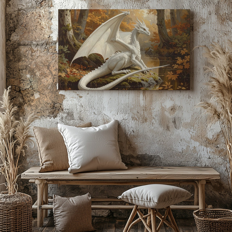 Toile Regal White Dragon, H 30 po x l 30 po