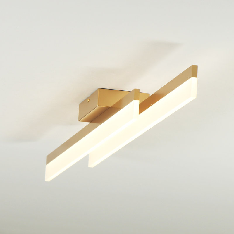 Plafonnier encastré à DEL moderne câblé à intensité variable, H 4,3 po x l 48 po x P 4,6 po, Doré, 30 W
