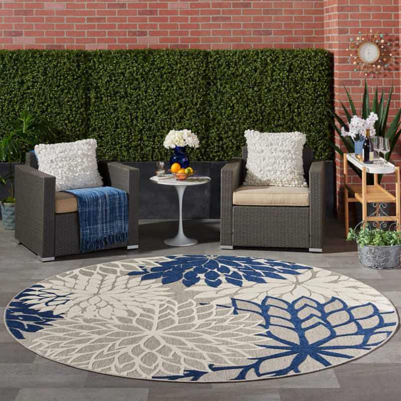 Floral Area Rug, Round 160cm
