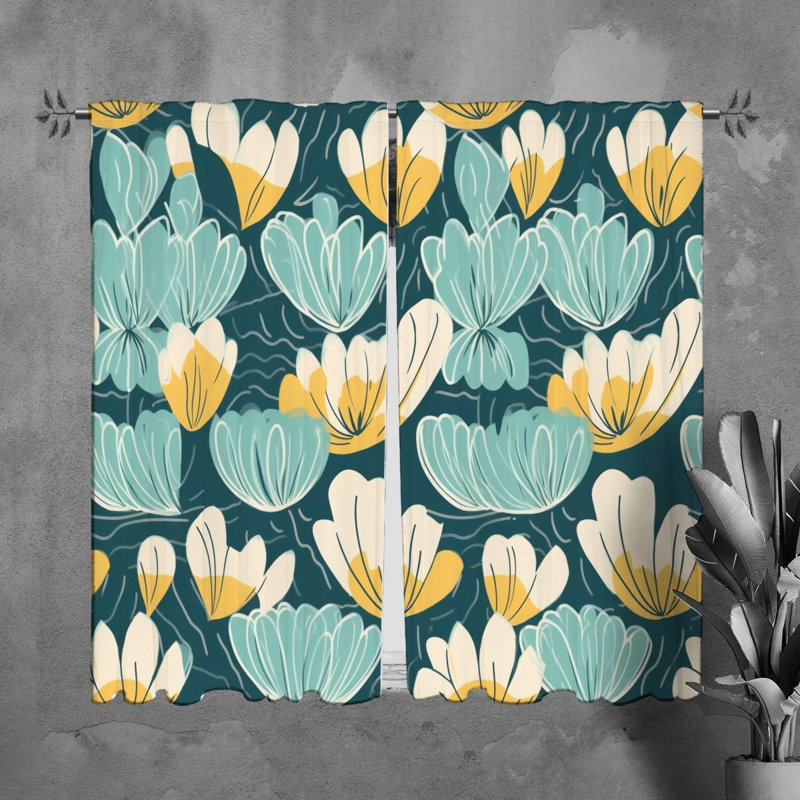 Rideaux à motif floral - 6091, L 20 po x L 61 po