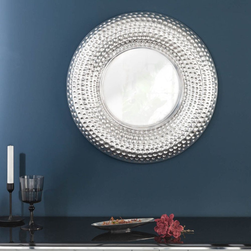 Sarafina Aluminum Circle Wall Mirror, Silver