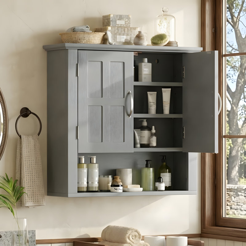 Armoire de rangement murale pour salle de bain, Gris