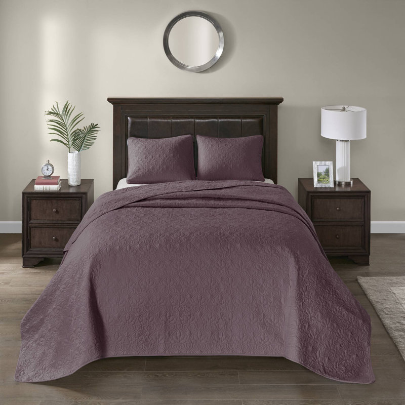 Ensemble de couvre-lit réversible Québec, Couvre-lit grand et 2 taies décoratives, Mauve