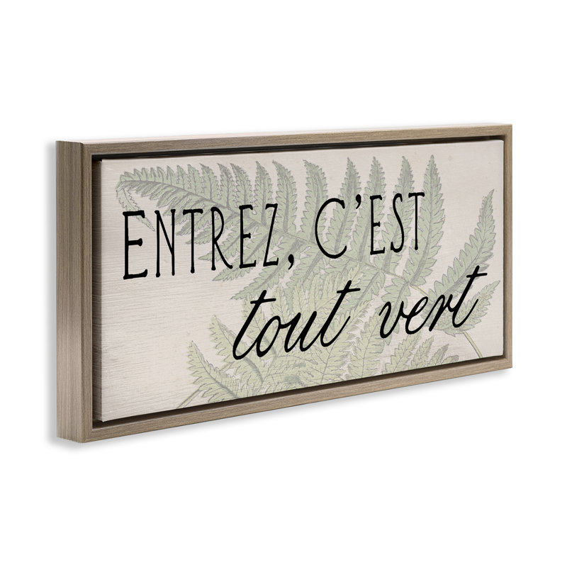 Cadre français French It's All Green, design par Lil 'Rue, H 14 po x l 31 po, Cadre flottant orme Montalcino