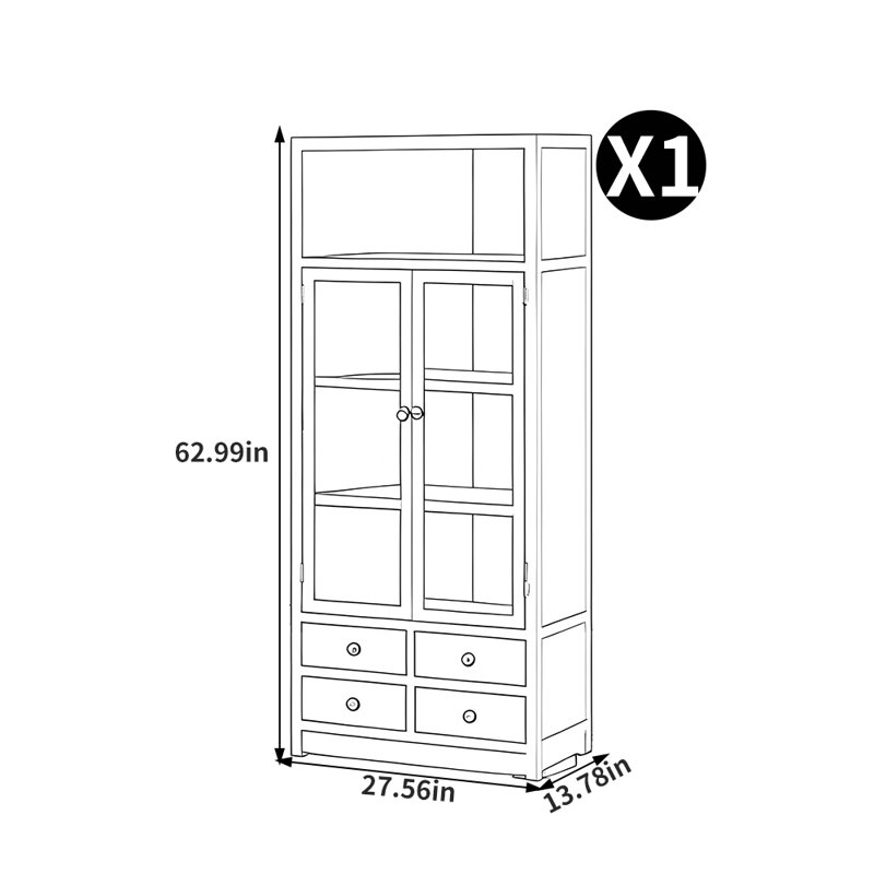 Krahmer, (4 Shelves) 62.99"H x 27.56"W x 13.78"D