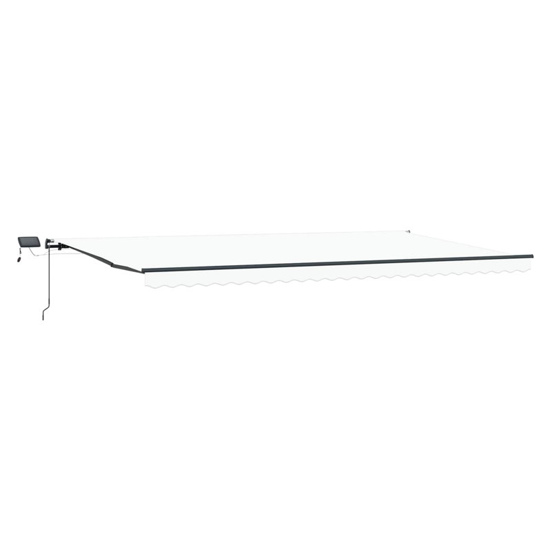 VidaXL Fabric Cover Retractable Patio Awning, 165cm H x 600cm W x 350cm D, Solid Colour, White