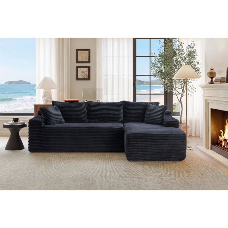 Canapé modulaire 94,5 po Cloud, Right Hand Facing, Black Corduroy